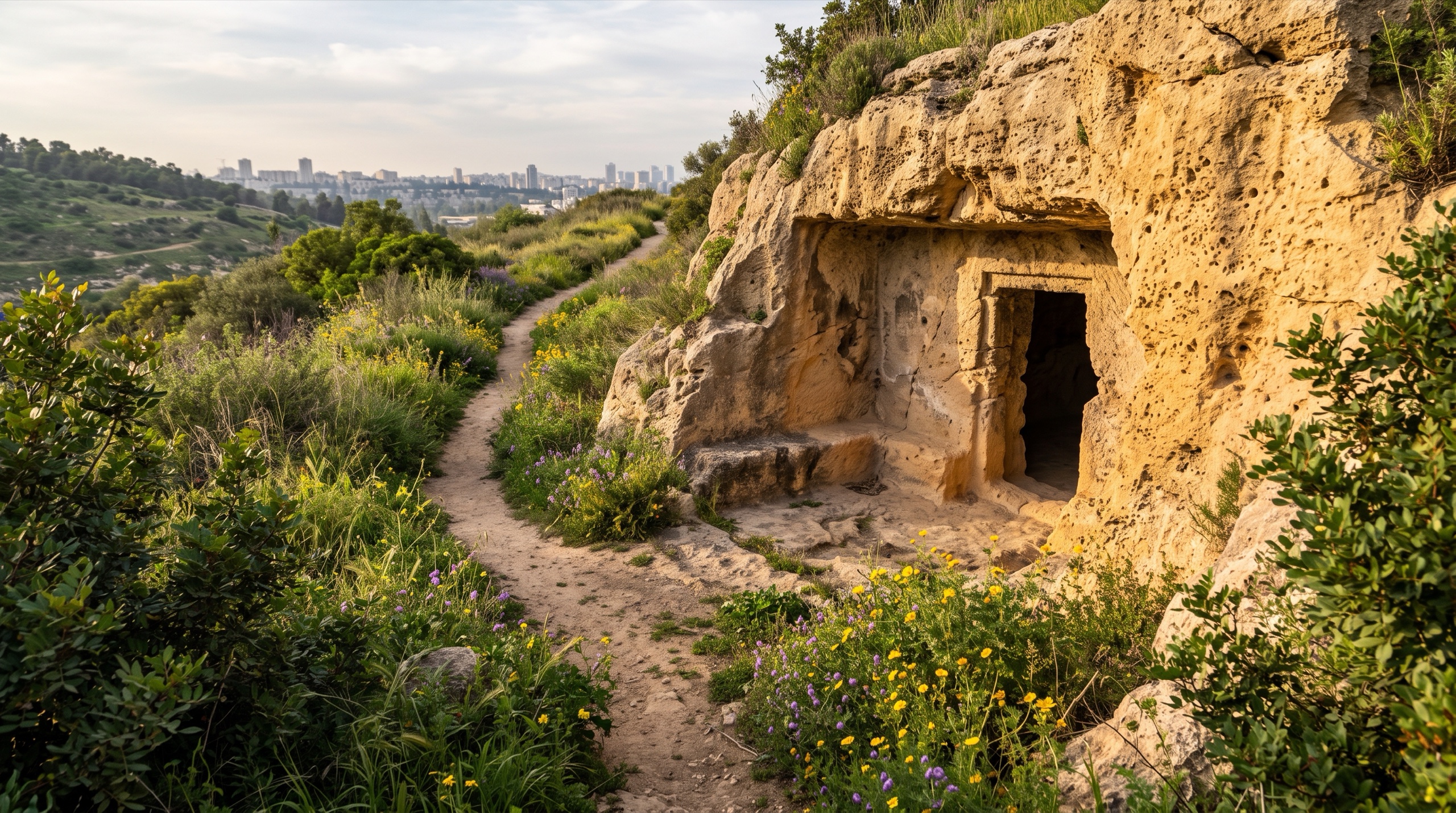 מערות אפקה, מערת קבורה עתיקה חצובה בכורכר ליד הבתים של אפקה צפון (הדמיה)