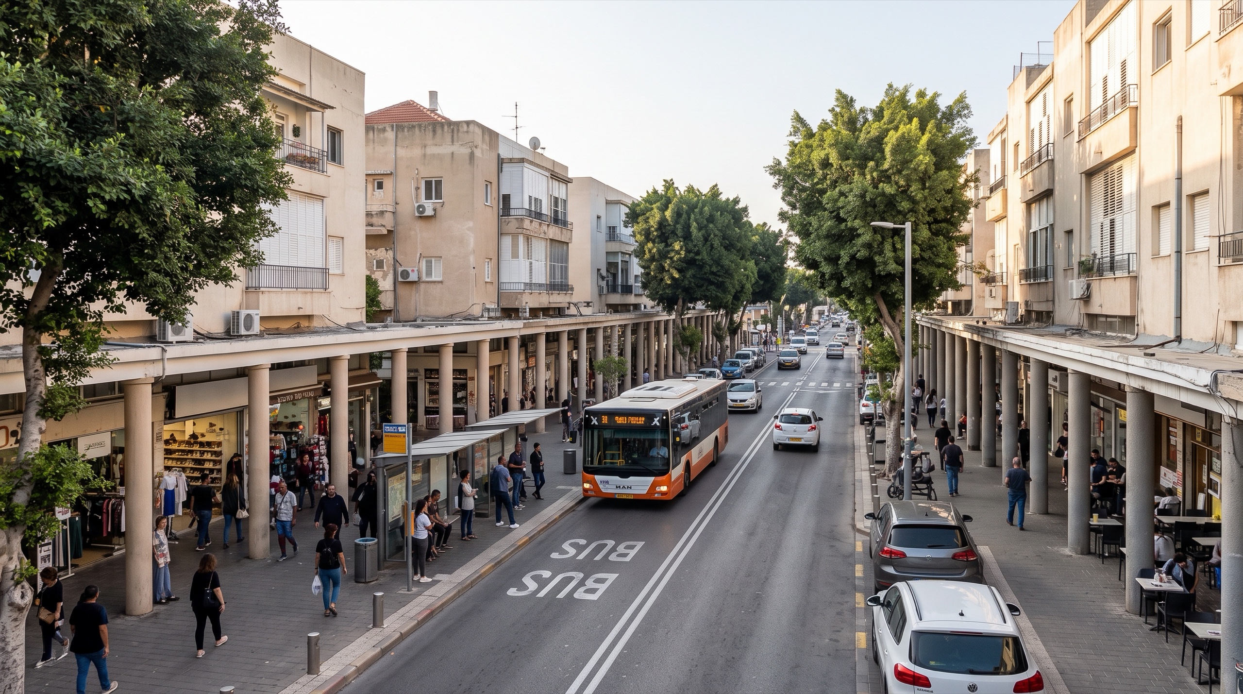 נדל״ן בכפר סבא: רחוב ויצמן עם חנויות בקומת הקרקע של בנייני המגורים (הדמיה)