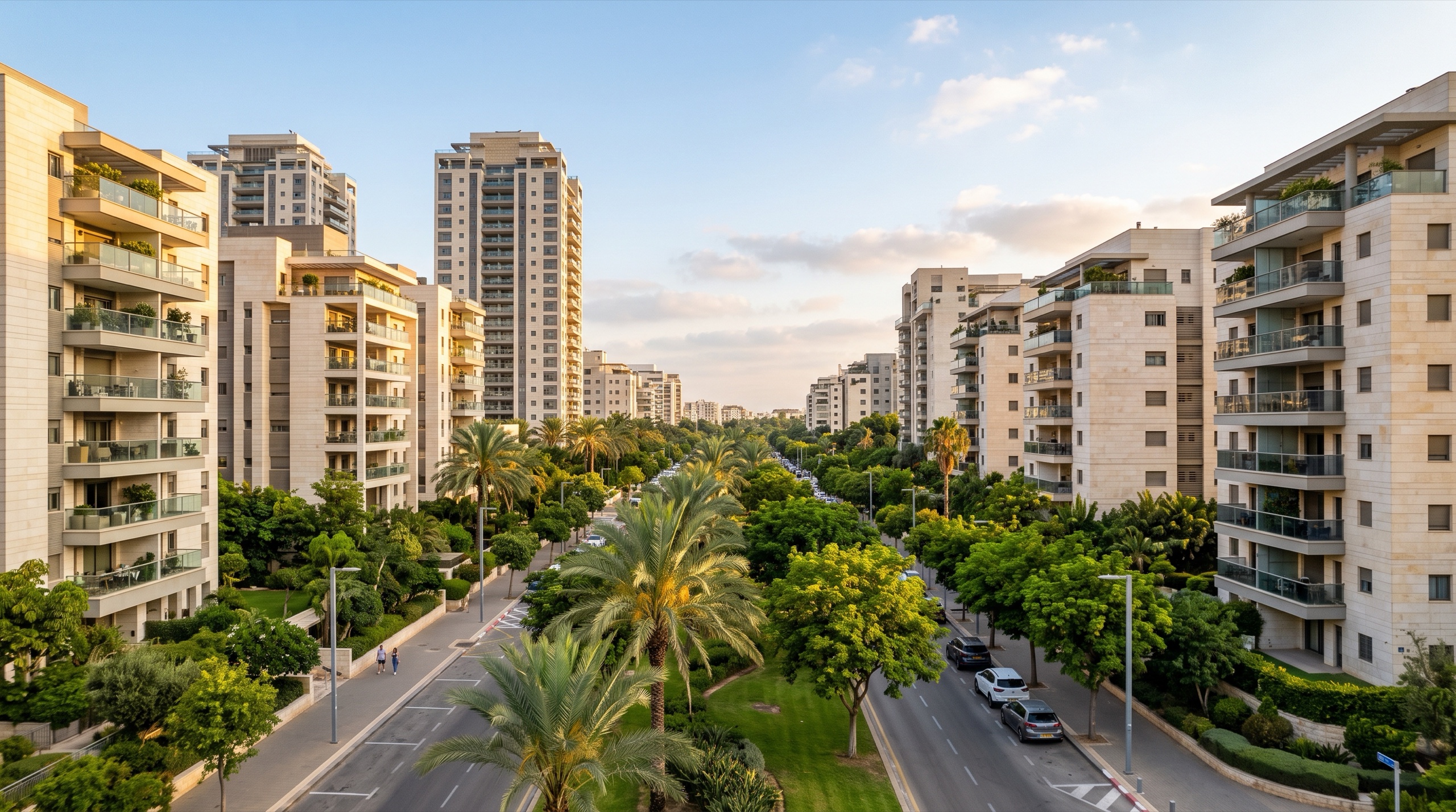 בניינים מדורגים ומגדלי מגורים לאורך השדרה ברמת אביב ג׳, צפון תל אביב (הדמיה)