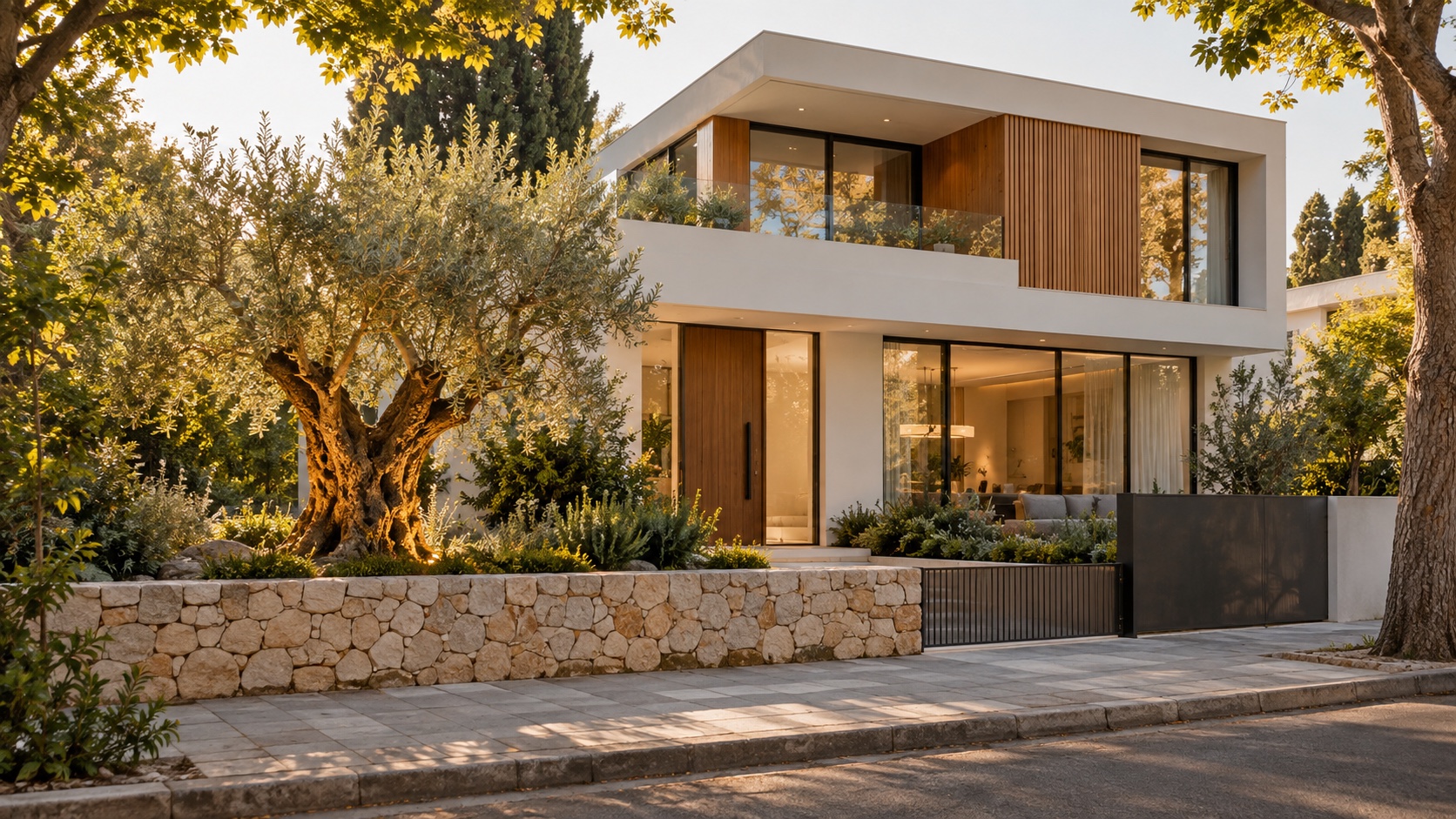 Real estate brokerage in Ramat HaHayal: a new two story private home with a front garden and mature trees (illustration)
