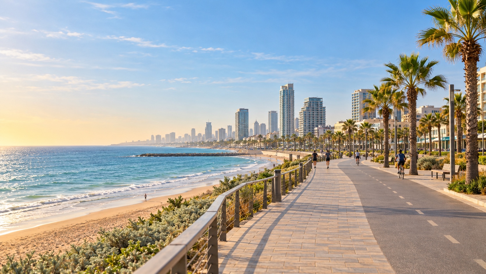 הטיילת והחוף במרחק נסיעה קצרה מהבתים של רמת אביב ג׳ (הדמיה)