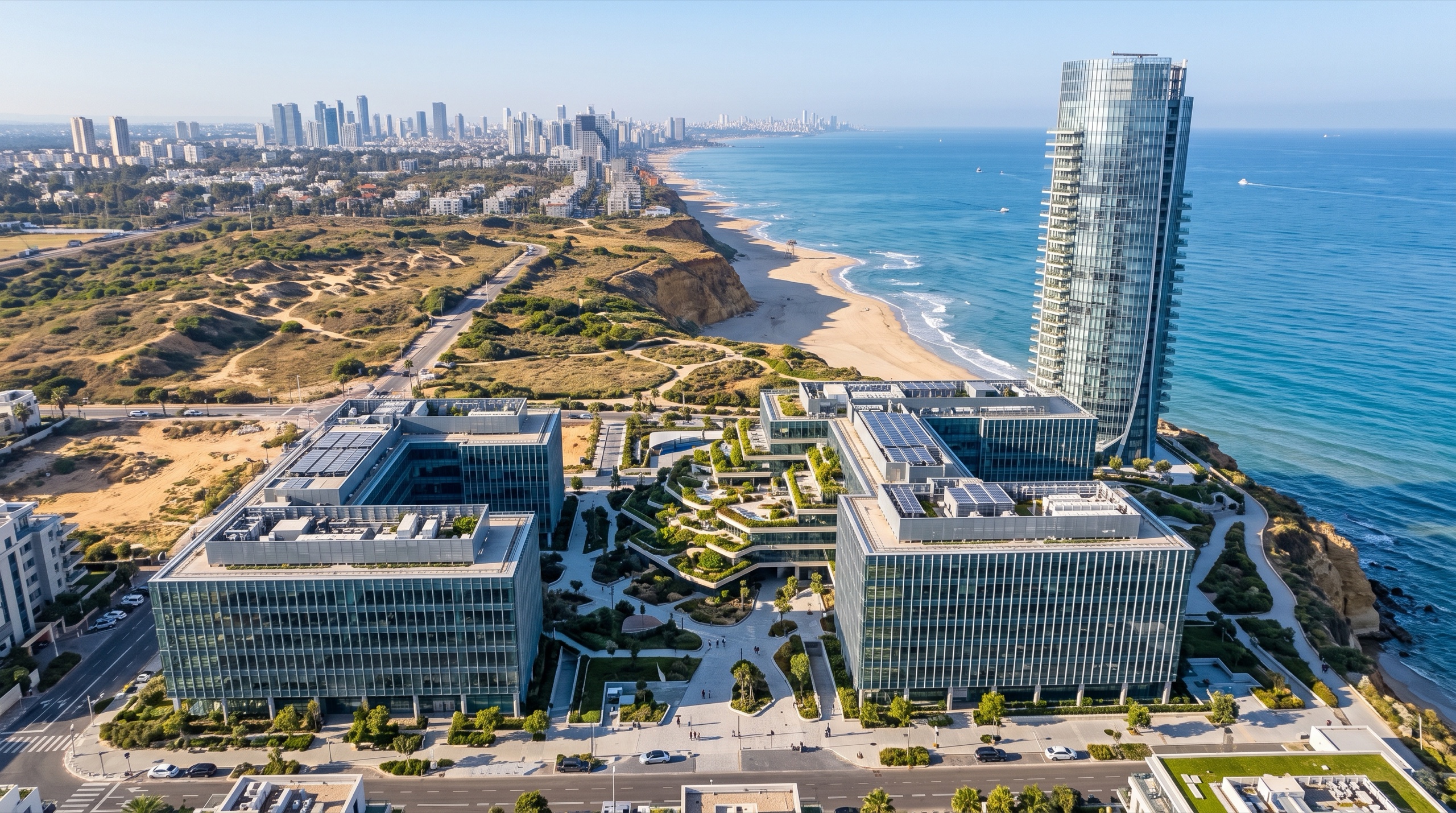תיווך נדל״ן בצוקי אביב: מגדל מגורים חדש לצד קמפוס משרדים בקצה הצפוני של השכונה (הדמיה)