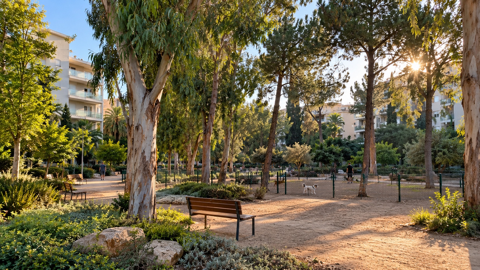 חורשת ניסן כהן בישגב, עצים גבוהים ושבילים בין הבתים הנמוכים (הדמיה)