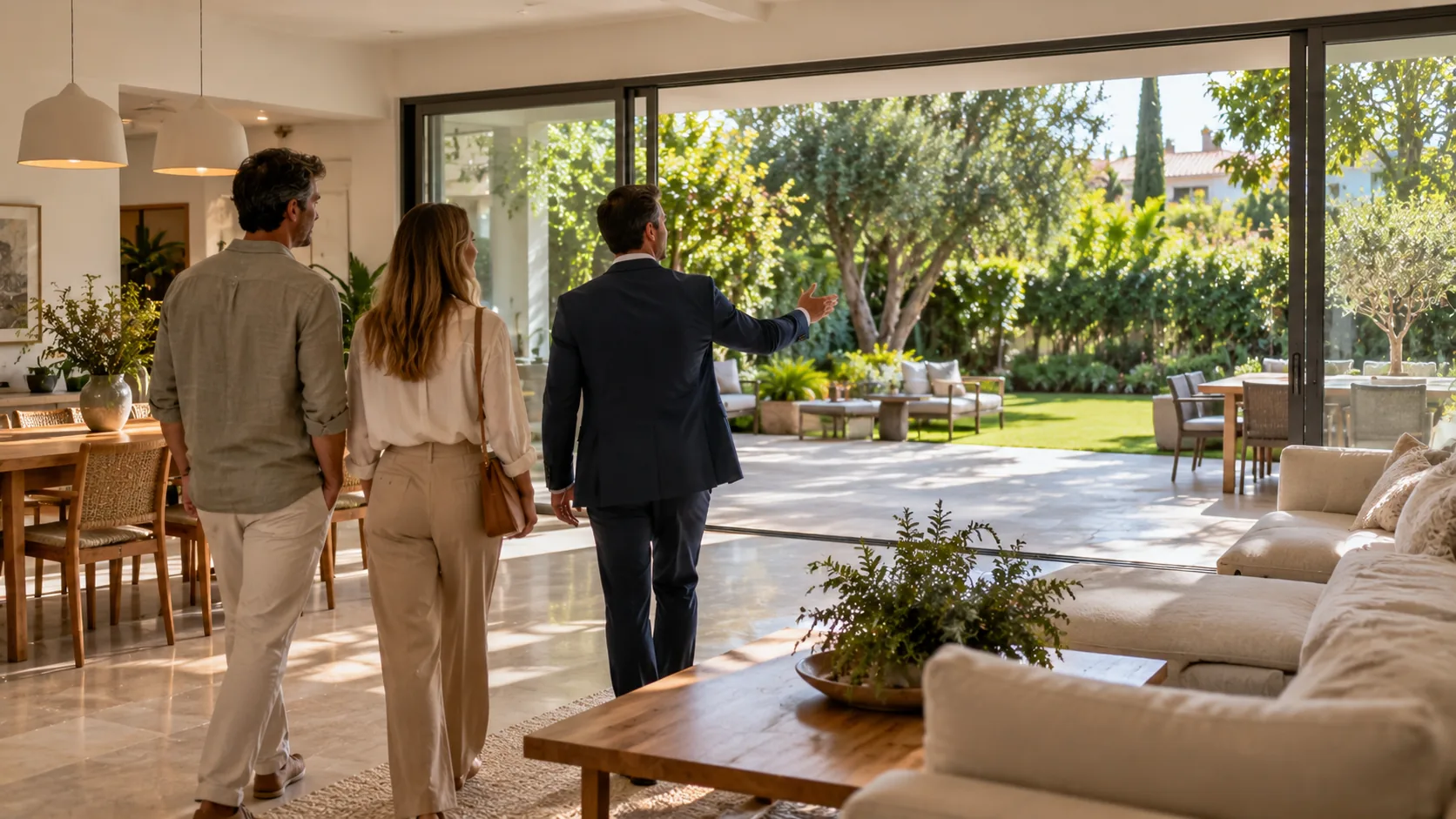 An RS Nadlan advisor accompanying a couple in a house in Herzliya HaTzeira (illustration)