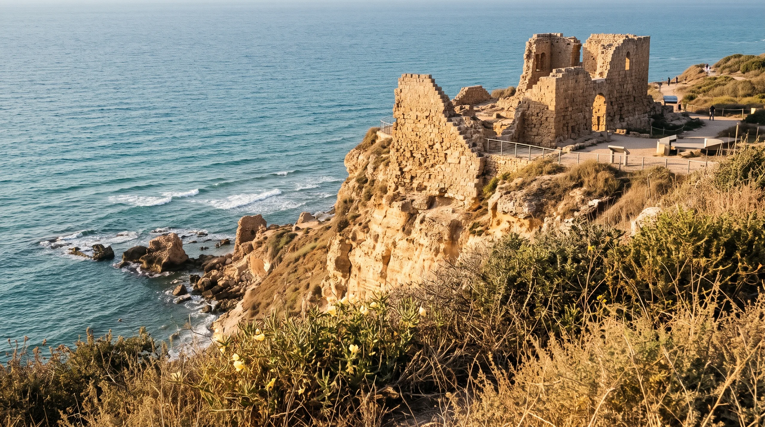 Le parc national d’Apollonia sur la falaise dominant la mer, au nord de Herzliya Pituah (illustration)