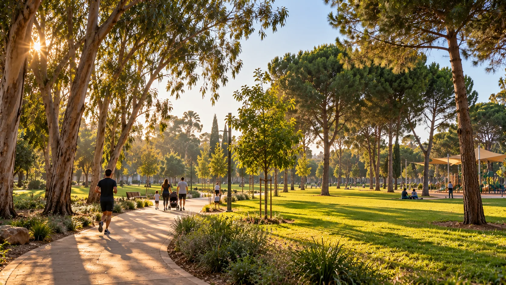 Allées et pelouses du parc de Kfar Saba, à l’est de la ville (illustration)