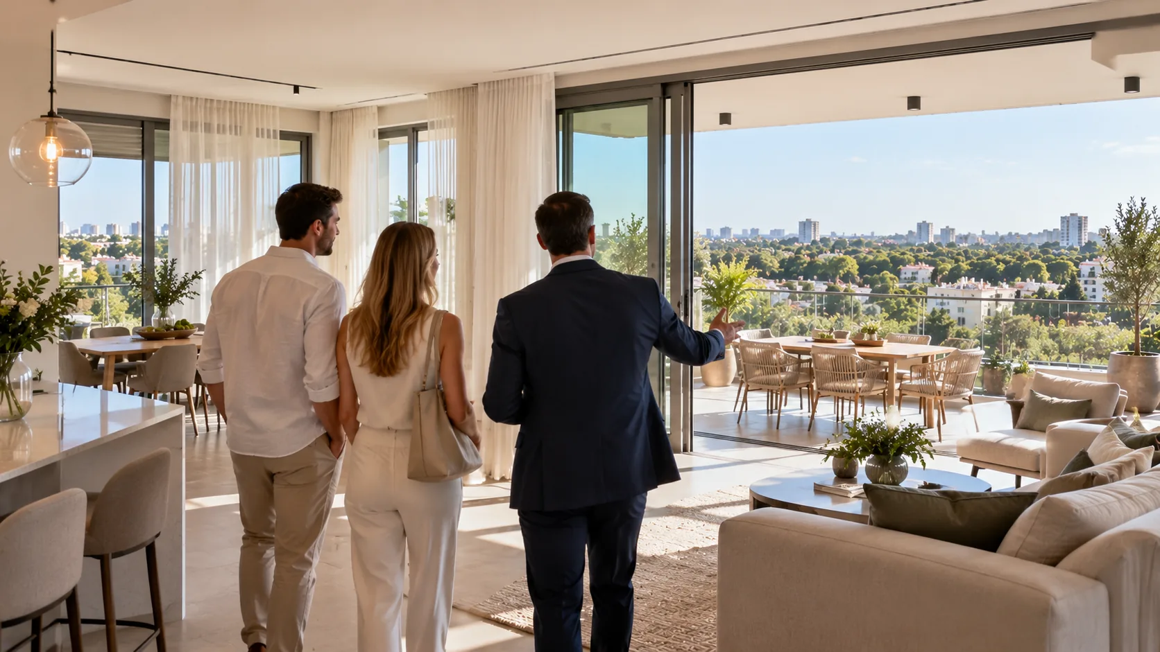 Un conseiller RS Nadlan accompagne un couple dans un appartement à Kiryat Sharet (illustration)