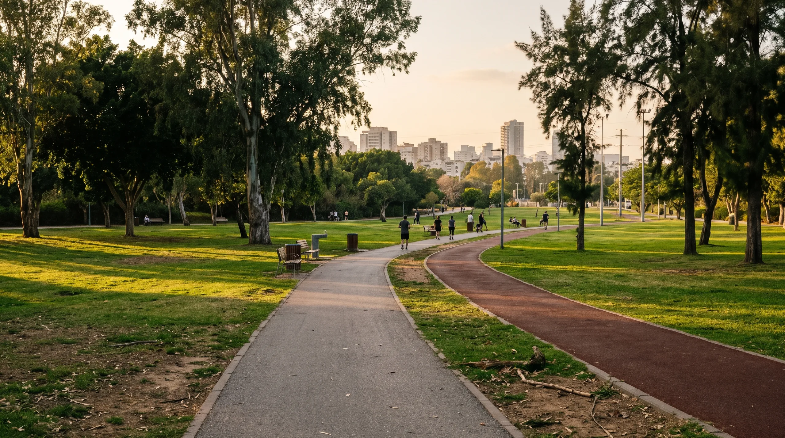 A path in Herzliya Park among lawns and trees, not far from Neve Israel (illustration)