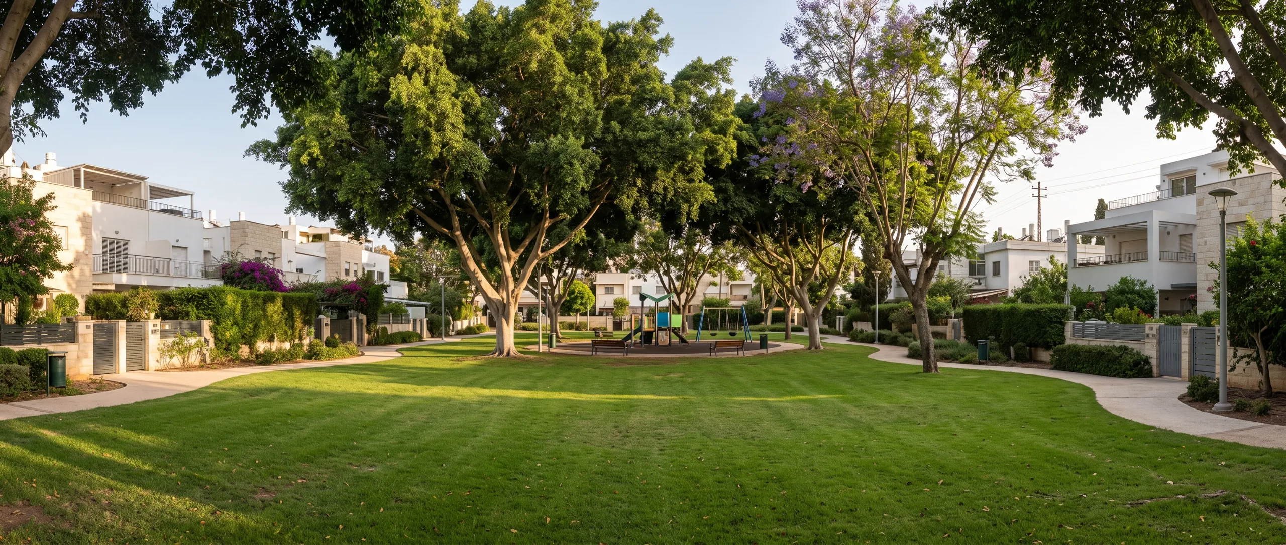 גן ציבורי ירוק בנווה רסקו בין שורות הבתים הטוריים (הדמיה)