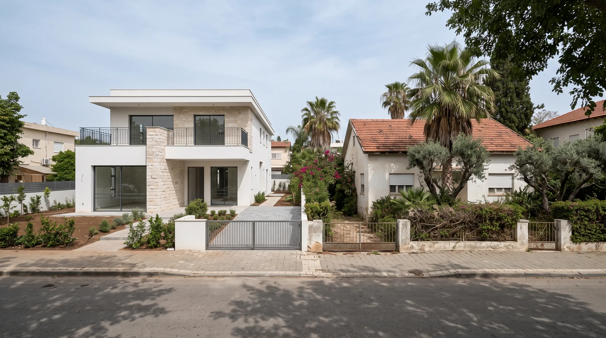 תיווך נדל״ן בנווה רום: וילה חדשה לצד בית מקורי משנות ה 60 עם גג רעפים (הדמיה)