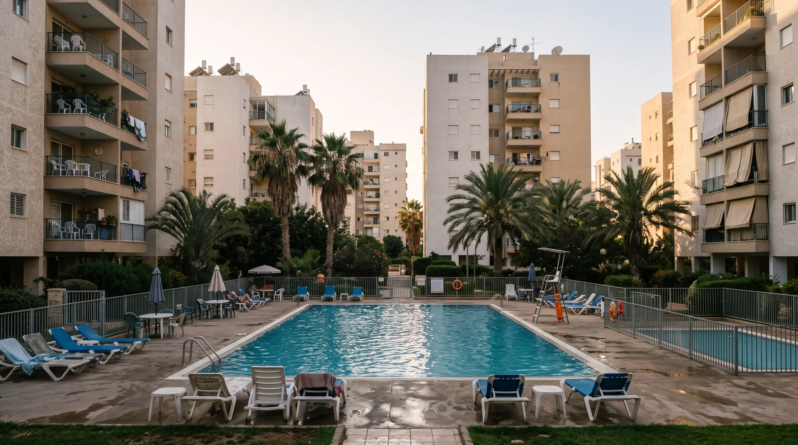 La piscina del complejo entre las torres (ilustración)
